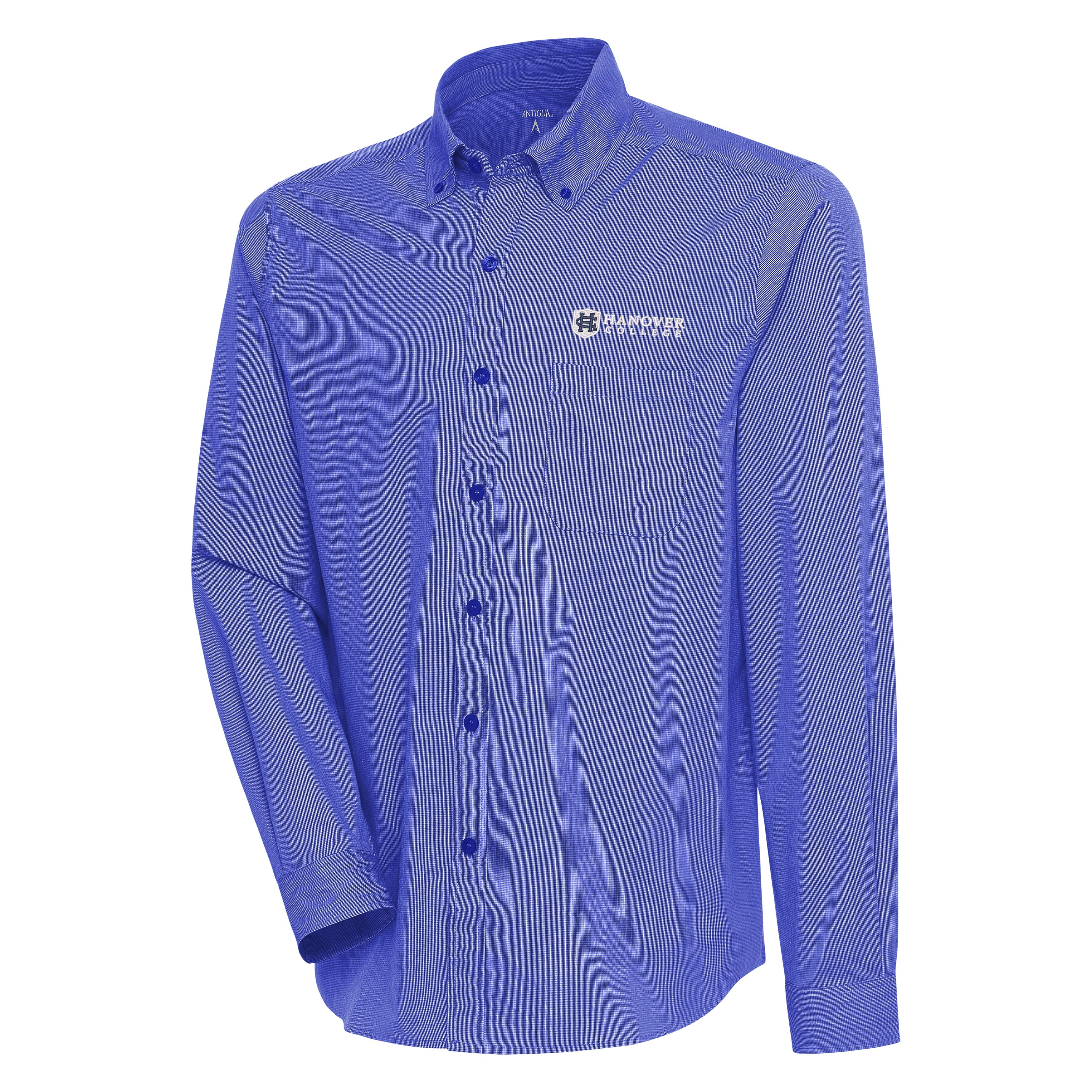 Compression Mini Check Long Sleeve Button Down | Dark Royal/White Hanover College Campus Store Compression Mini Check Long Sleeve Button Down | Dark Royal/White Hanover College Campus Store
