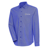 Compression Mini Check Long Sleeve Button Down | Dark Royal/White