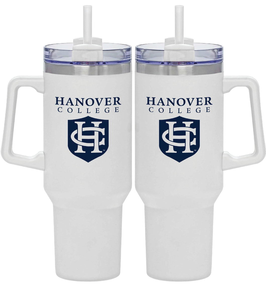 40 oz. Tumbler with Straw and Handle, White – Hanover College