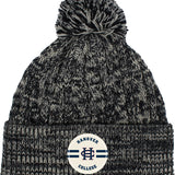 Cable Knit Cuff Hat w/ Pom | Navy/Ivory