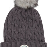Knit Winter Hat w/ Fur Pom | Slate Grey