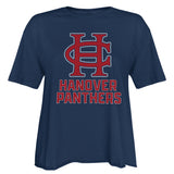 Ladies Short Sleeve Cutoff Cotton Tee | Navy