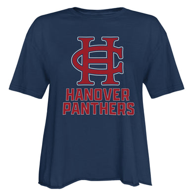 Ladies Short Sleeve Cutoff Cotton Tee | Navy