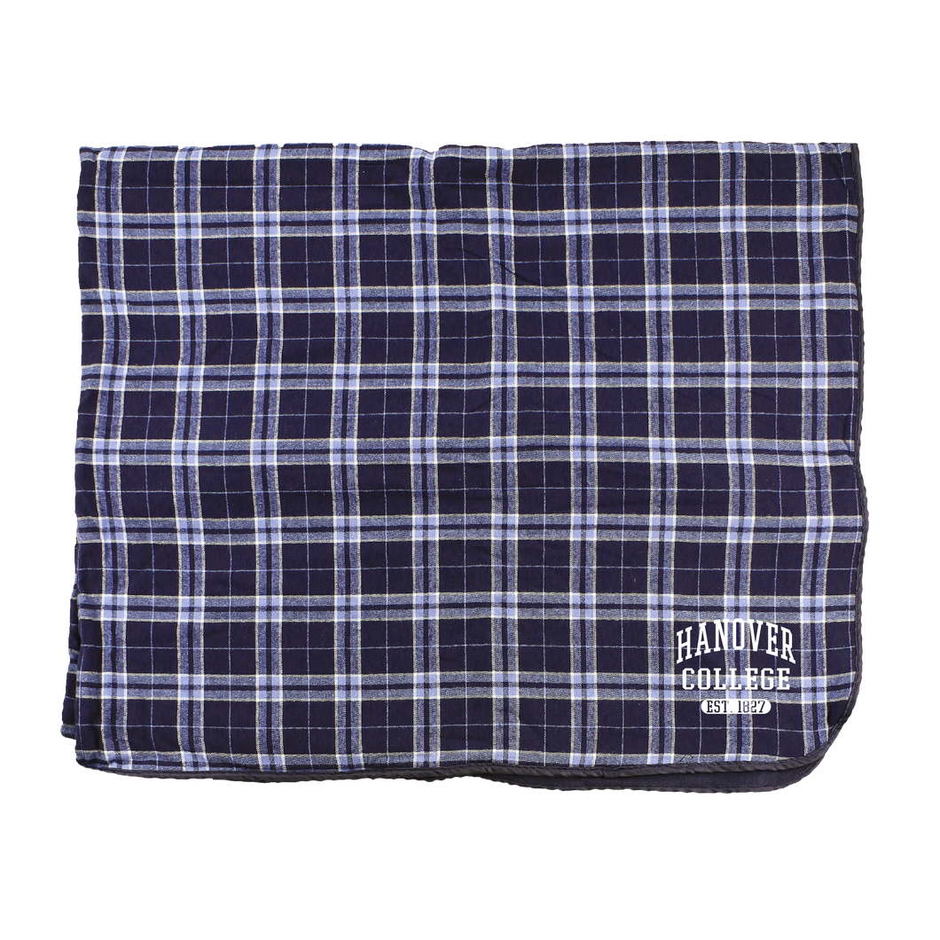 Premium Flannel Blanket, Navy/Silver Plaid
