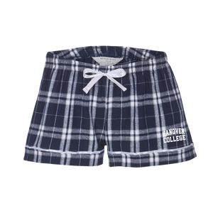 Ladies Flannel Short | Navy Silver Plaid