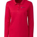 Ladies Long Sleeve Pique Polo | Red
