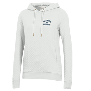 Ladies Quilted Pullover Hoodie, White