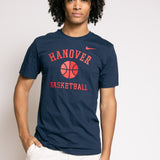 Person wearing a navy blue t-shirt with 'Hanover Basketball' text and Nike logo.